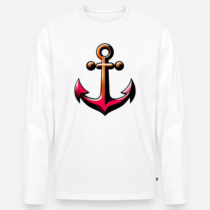 Ein Anker - Männer Premium Bio Langarmshirt - Weiß