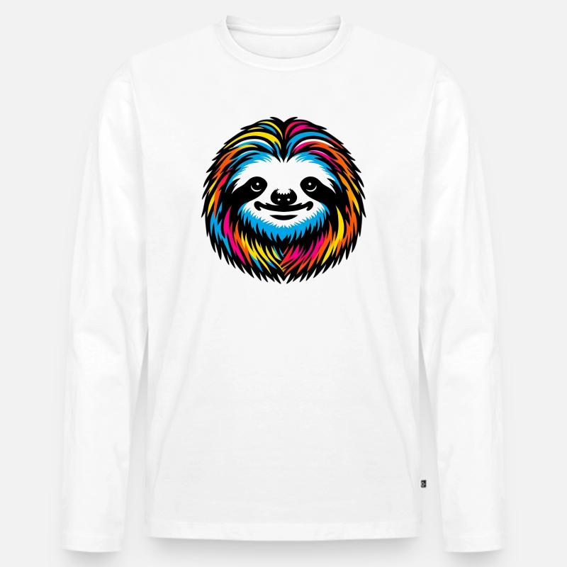 Faultier - Männer Premium Bio Langarmshirt - Weiß