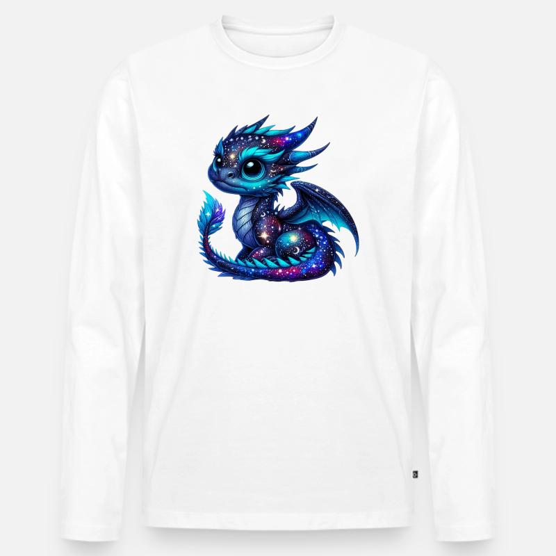 Drache - Männer Premium Bio Langarmshirt - Weiß