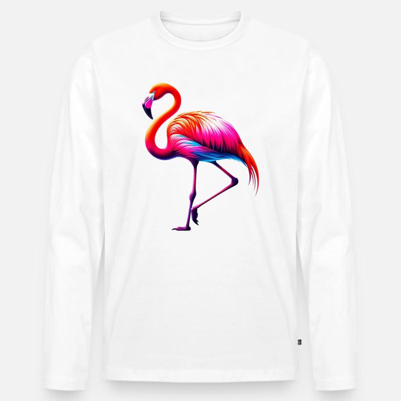 Flamingo - Männer Premium Bio Langarmshirt - Weiß