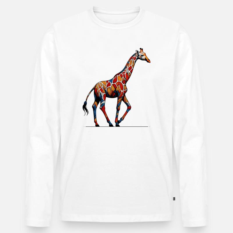 Giraffe - Männer Premium Bio Langarmshirt - Weiß