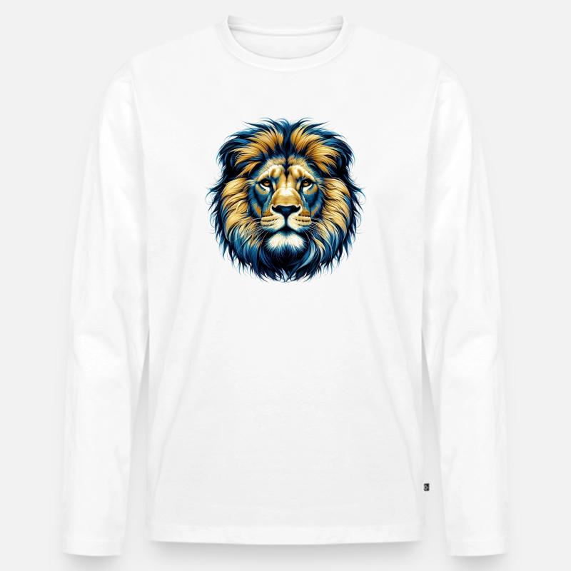 Löwe - Männer Premium Bio Langarmshirt - Weiß