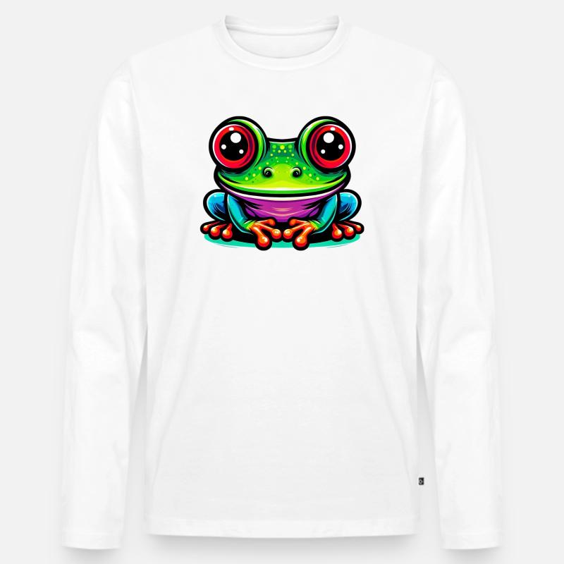 Frosch - Männer Premium Bio Langarmshirt - Weiß