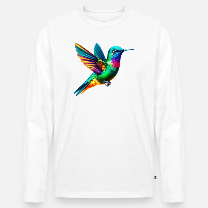 Kolibri - Männer Premium Bio Langarmshirt - Weiß