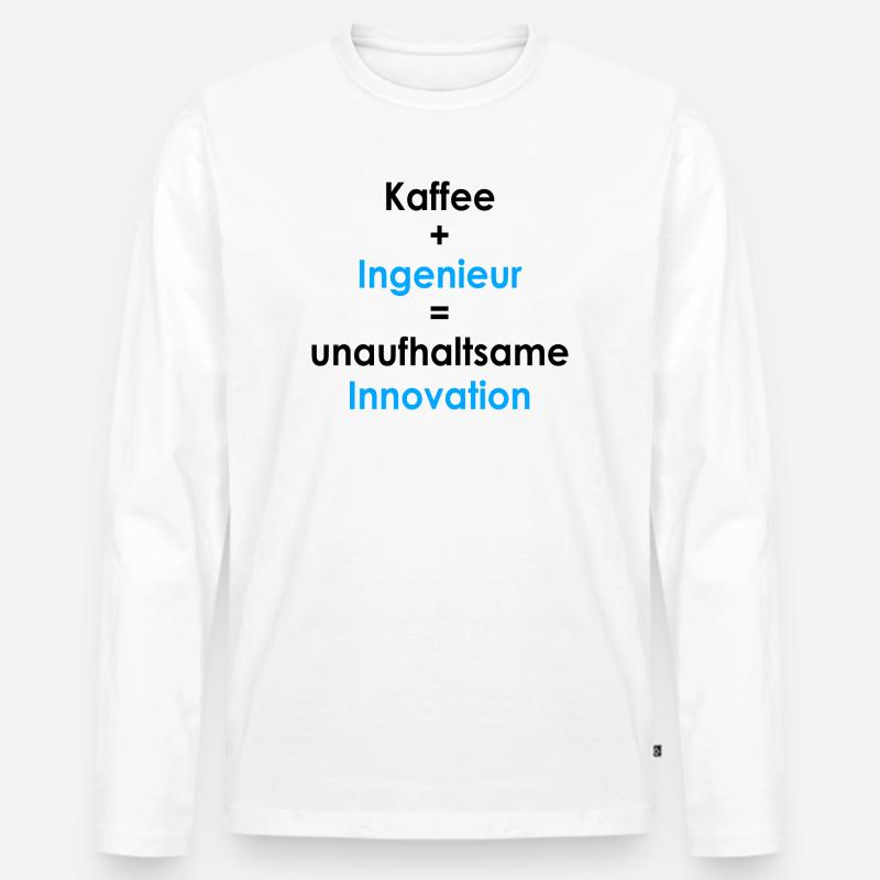 Kaffee gleich Innovation - Männer Premium Bio Langarmshirt - Weiß