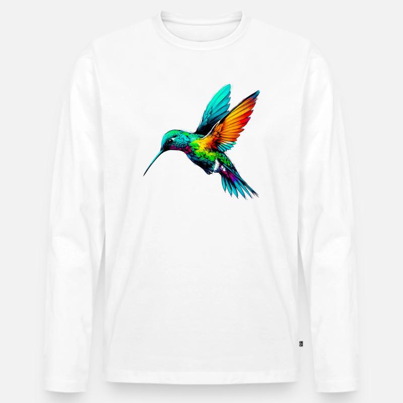 Kolibri - Männer Premium Bio Langarmshirt - Weiß
