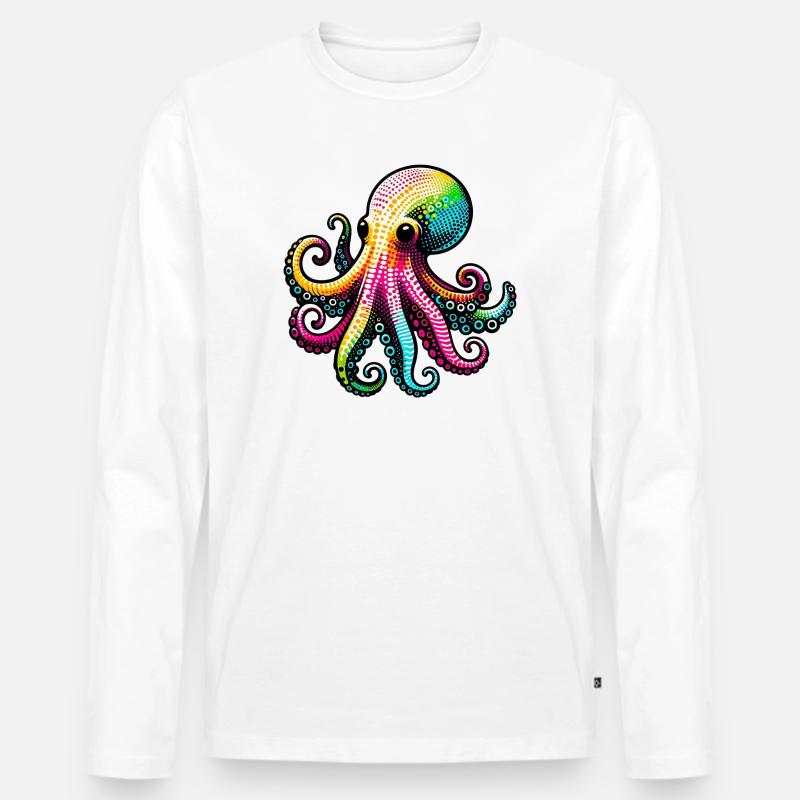 Krake - Männer Premium Bio Langarmshirt - Weiß