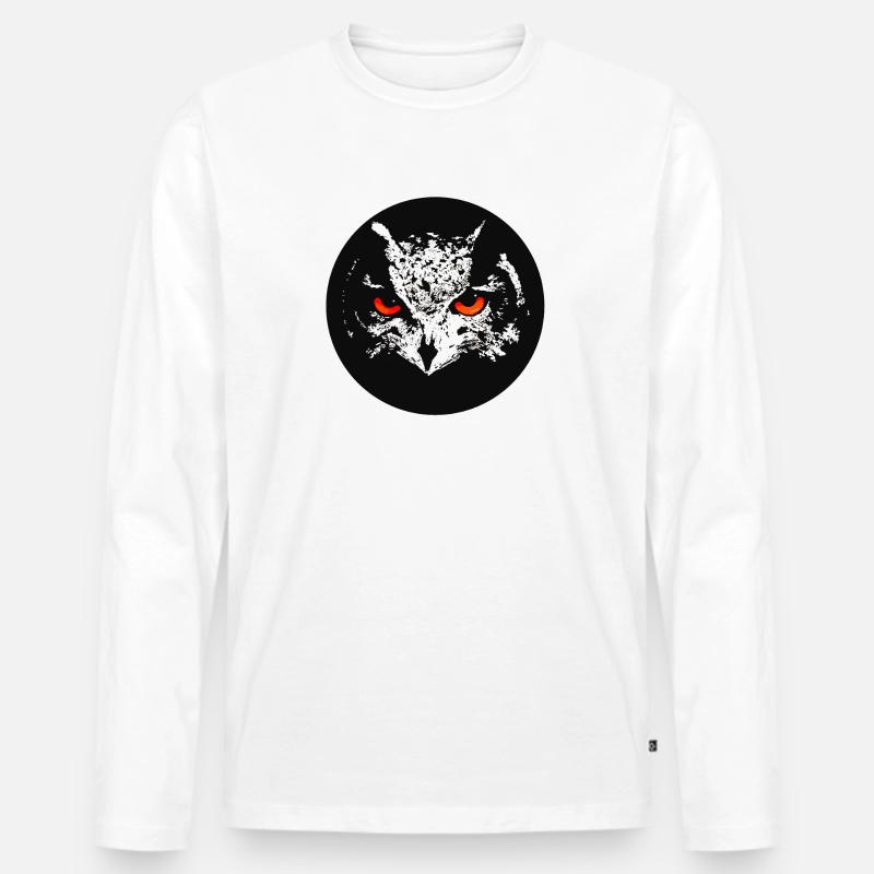 Uhu schaurig - Männer Premium Bio Langarmshirt - Weiß