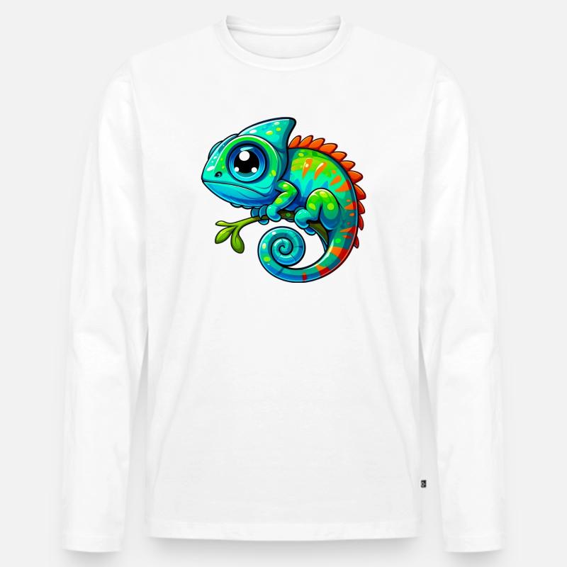 Chamäleon - Männer Premium Bio Langarmshirt - Weiß