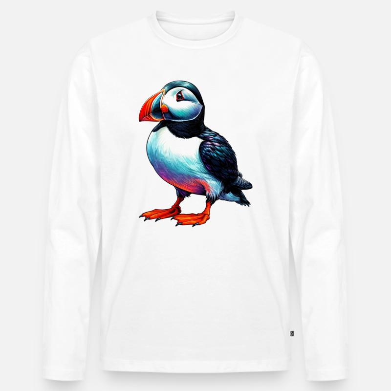 Papageitaucher - Männer Premium Bio Langarmshirt - Weiß