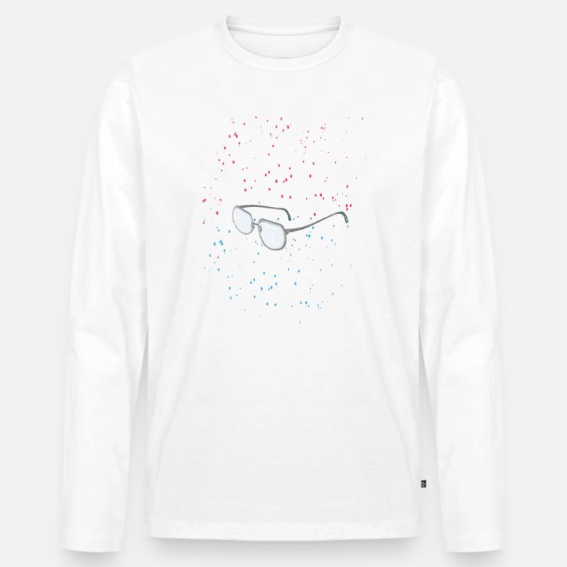 glasses in the space - Männer Premium Bio Langarmshirt - Weiß