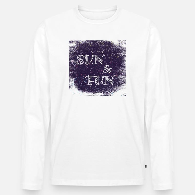 Sun Fun typo dirtyBackground - Männer Premium Bio Langarmshirt - Weiß
