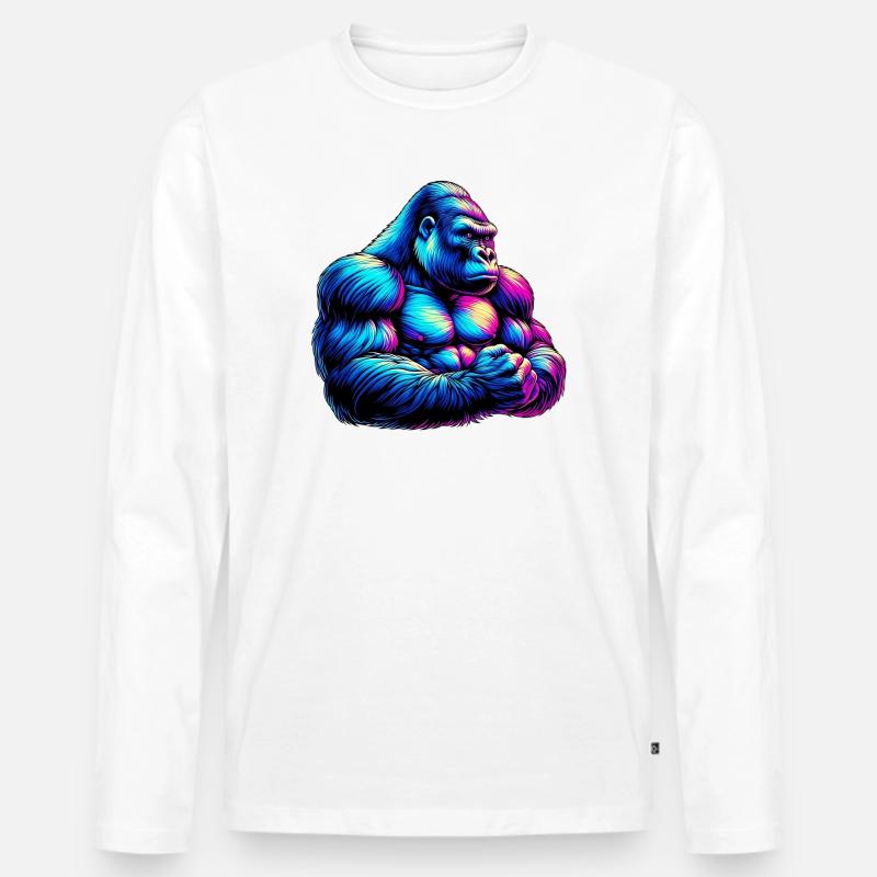 Gorilla - Männer Premium Bio Langarmshirt - Weiß