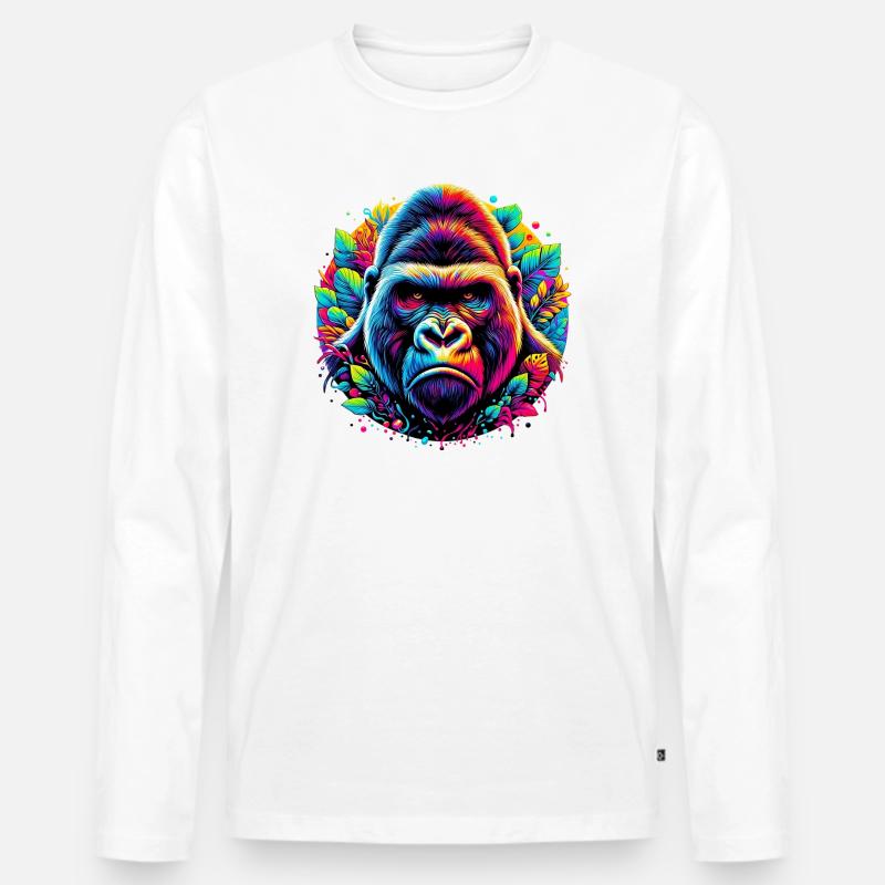 Gorilla - Männer Premium Bio Langarmshirt - Weiß