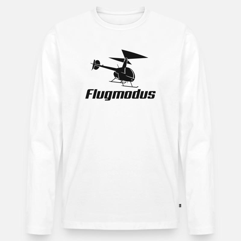Flugmodus Hubschrauber - Männer Premium Bio Langarmshirt - Weiß