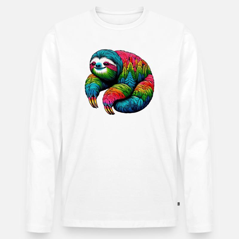 Faultier - Männer Premium Bio Langarmshirt - Weiß