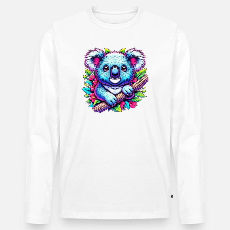 Koala - Männer Premium Bio Langarmshirt - Weiß