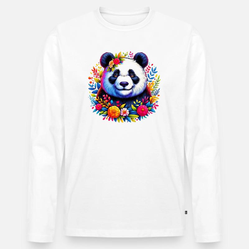 Panda - Männer Premium Bio Langarmshirt - Weiß