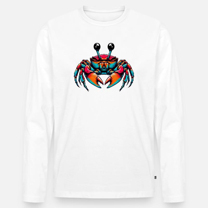 Krebs - Männer Premium Bio Langarmshirt - Weiß