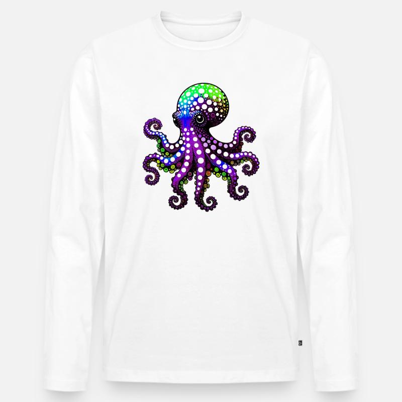 Krake - Männer Premium Bio Langarmshirt - Weiß