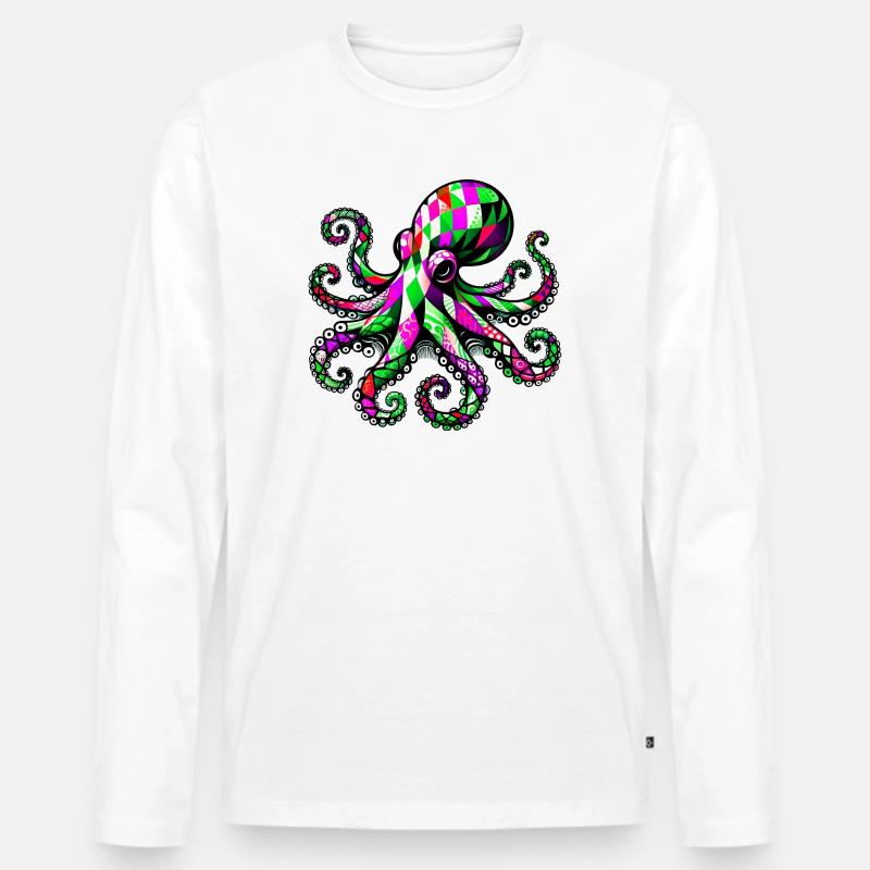 Krake - Männer Premium Bio Langarmshirt - Weiß