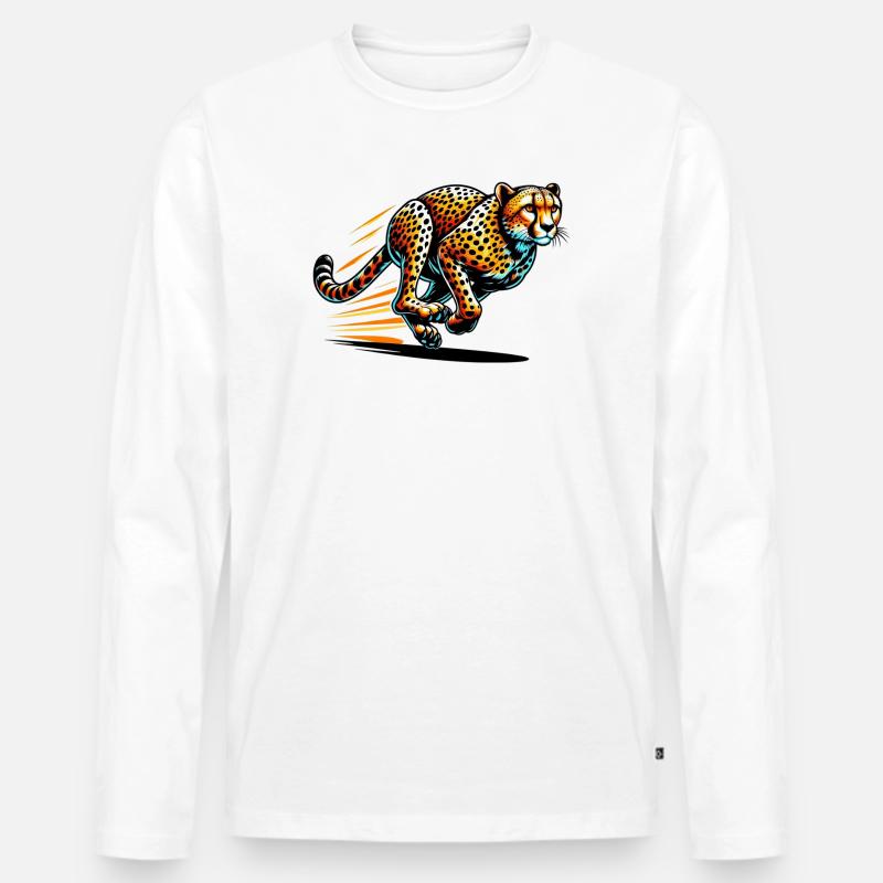 Gepard - Männer Premium Bio Langarmshirt - Weiß