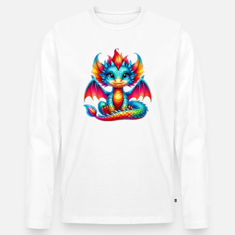 Drache - Männer Premium Bio Langarmshirt - Weiß