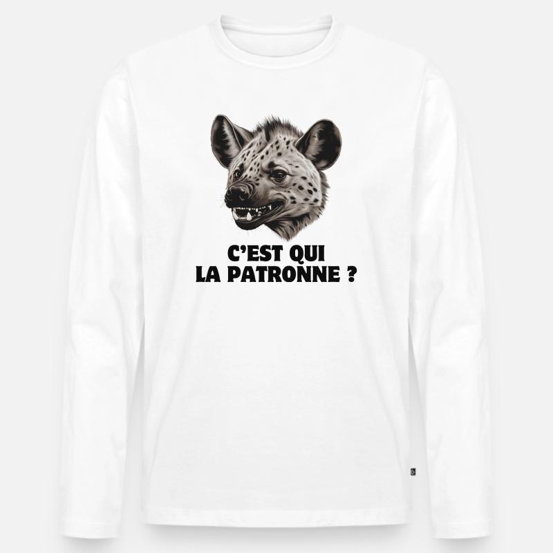 Chef, Bürohumor, Hyäne - Männer Premium Bio Langarmshirt - Weiß