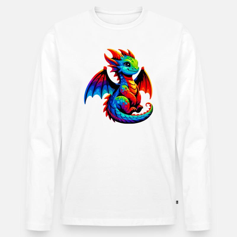 Drache - Männer Premium Bio Langarmshirt - Weiß