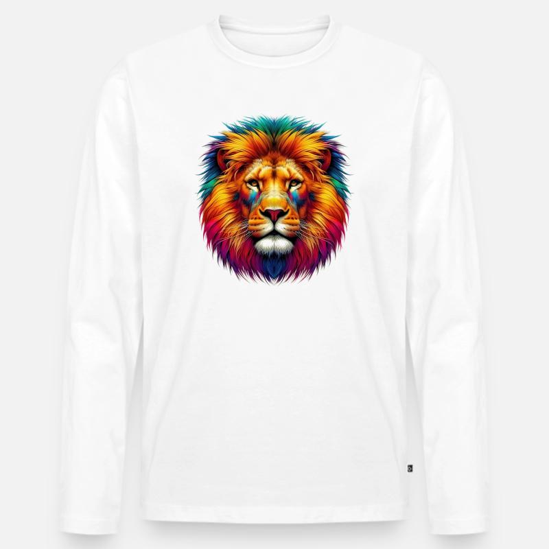 Löwe - Männer Premium Bio Langarmshirt - Weiß
