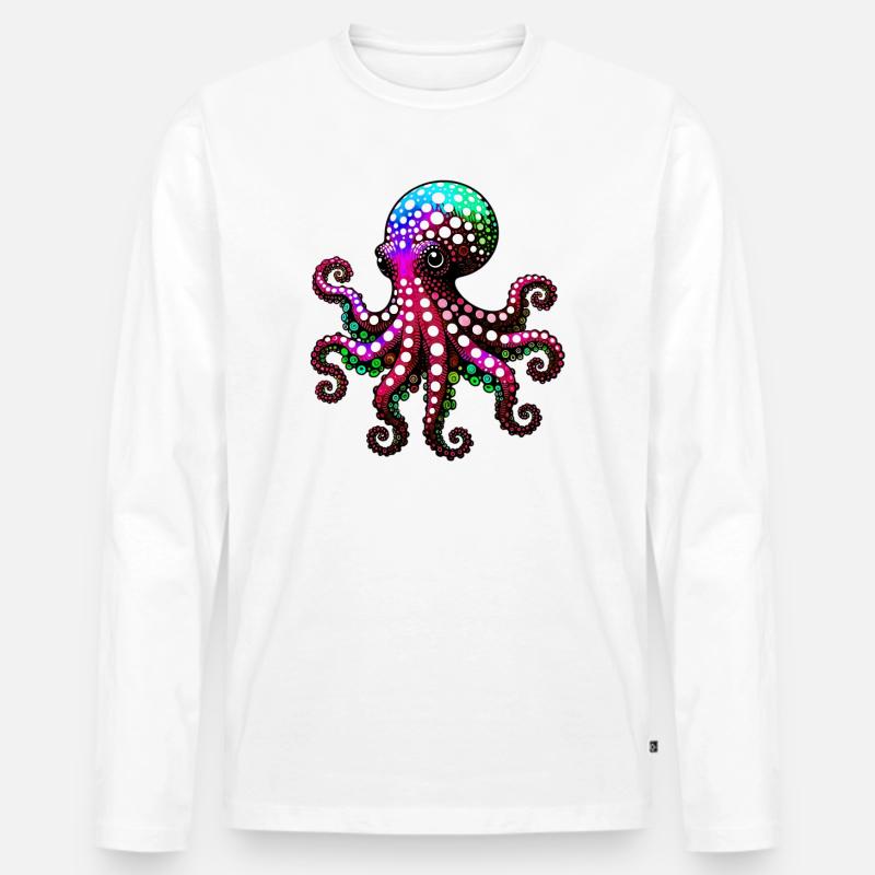 Krake - Männer Premium Bio Langarmshirt - Weiß