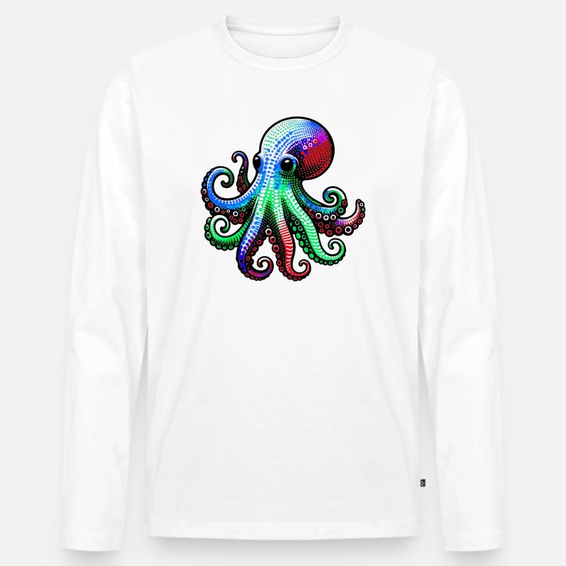Krake - Männer Premium Bio Langarmshirt - Weiß