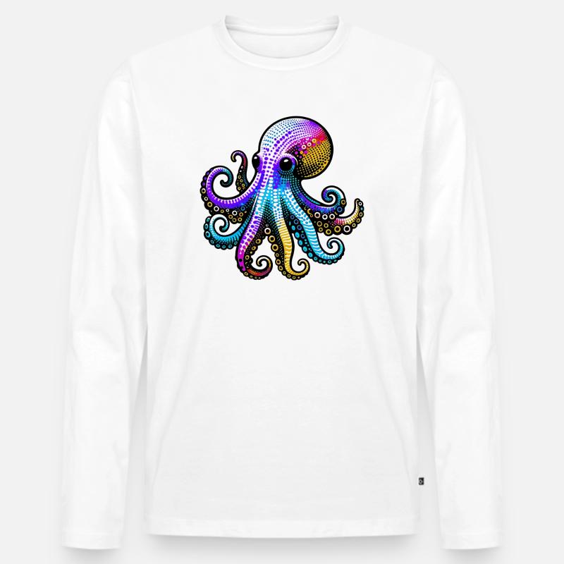 Krake - Männer Premium Bio Langarmshirt - Weiß