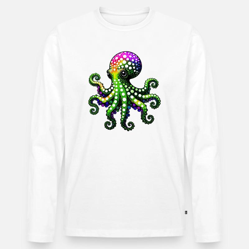Krake - Männer Premium Bio Langarmshirt - Weiß