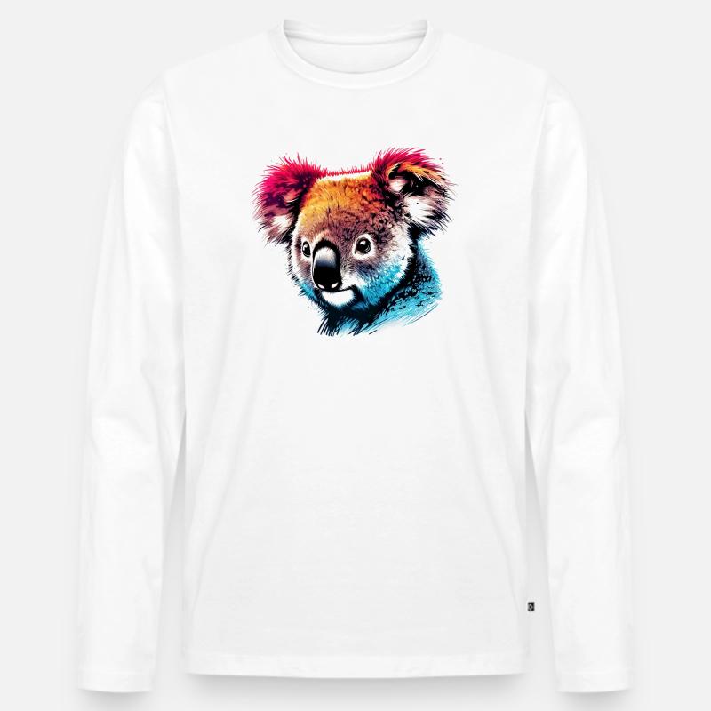 Koala - Männer Premium Bio Langarmshirt - Weiß