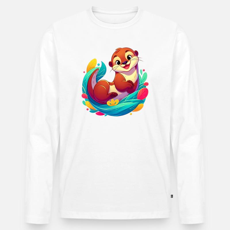 Otter - Männer Premium Bio Langarmshirt - Weiß