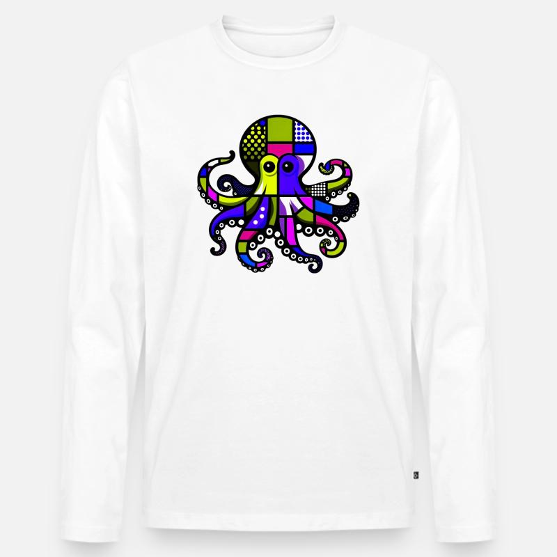 Krake - Männer Premium Bio Langarmshirt - Weiß