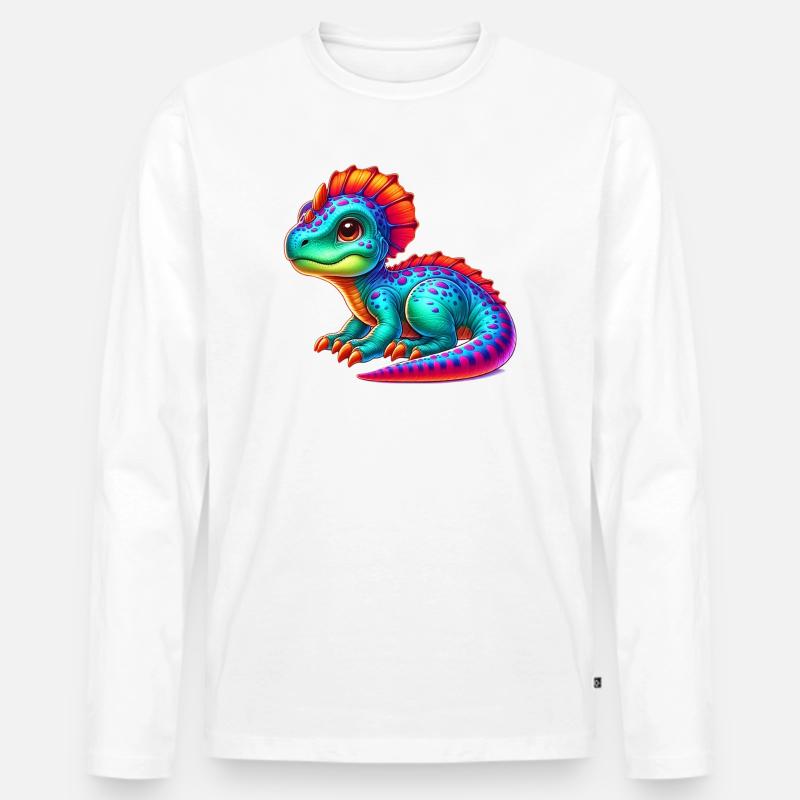 Dinosaurier - Männer Premium Bio Langarmshirt - Weiß