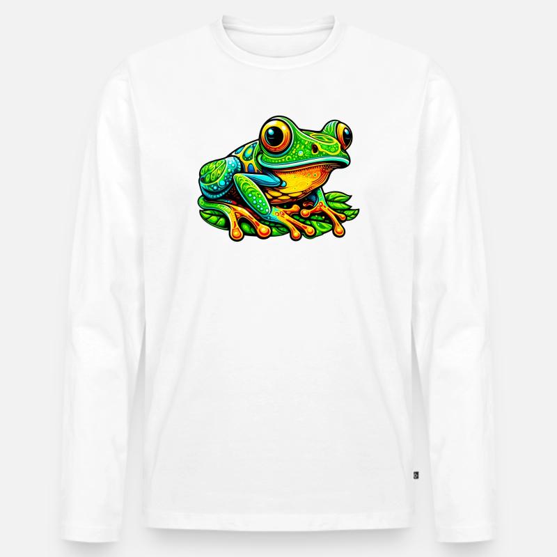 Frosch - Männer Premium Bio Langarmshirt - Weiß
