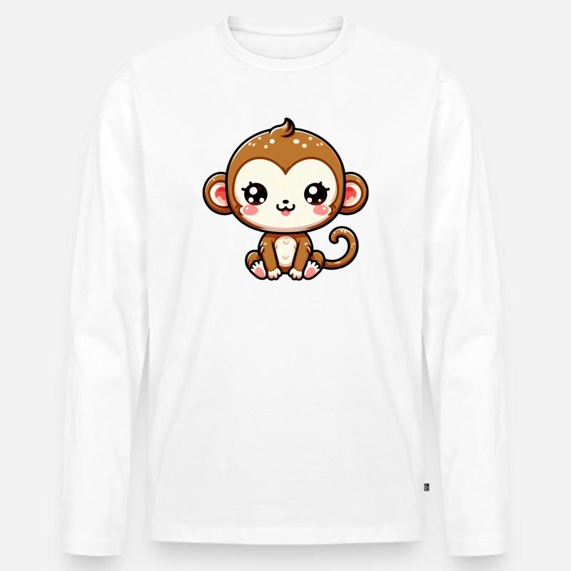 Affe - Männer Premium Bio Langarmshirt - Weiß