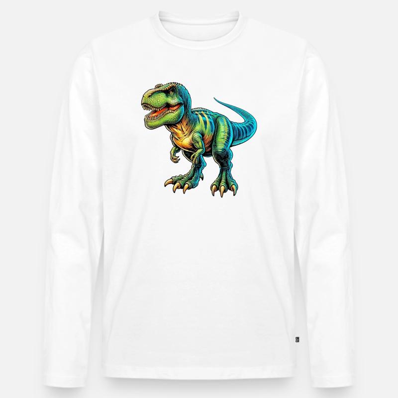 Dinosaurier - Männer Premium Bio Langarmshirt - Weiß