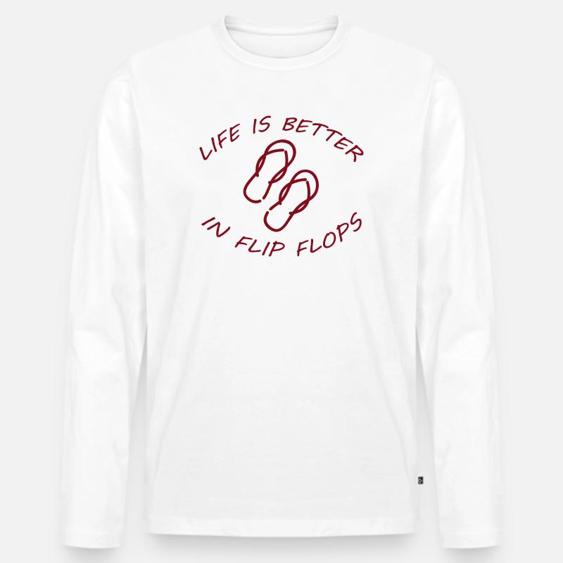 LIFE IS BETTER IN FLIP FLOPS - Männer Premium Bio Langarmshirt - Weiß