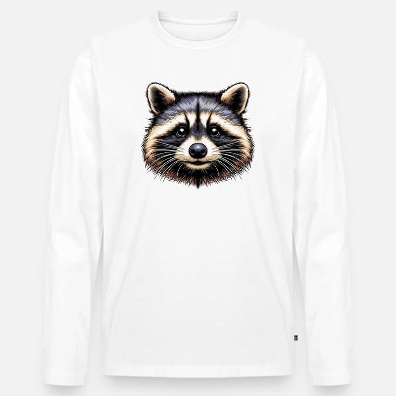 Waschbär - Männer Premium Bio Langarmshirt - Weiß