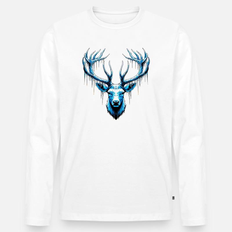 Eishirsch - Männer Premium Bio Langarmshirt - Weiß