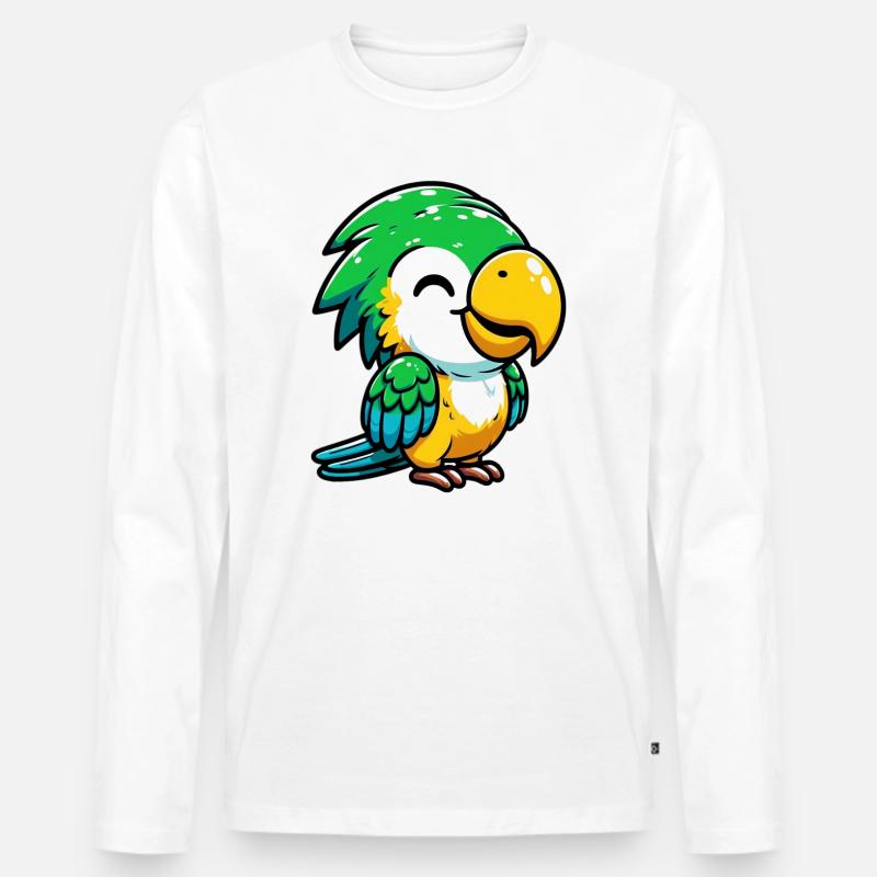 Papagei - Männer Premium Bio Langarmshirt - Weiß