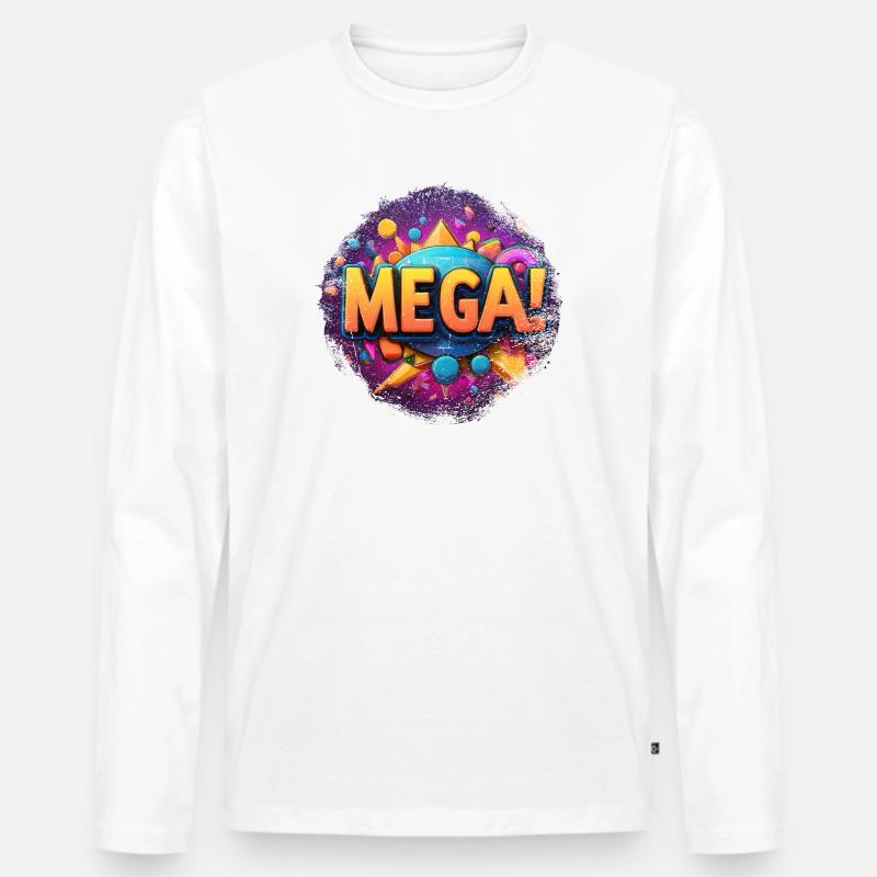 mega Text in 3D - Männer Premium Bio Langarmshirt - Weiß