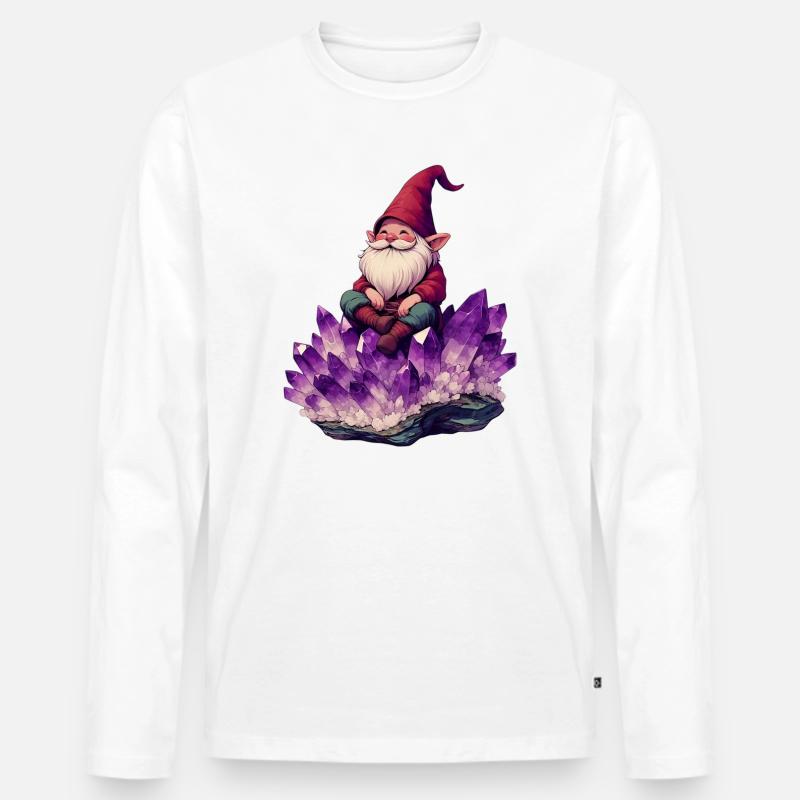 Gnom - Männer Premium Bio Langarmshirt - Weiß