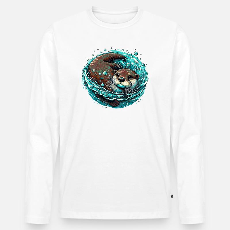 Otter - Männer Premium Bio Langarmshirt - Weiß