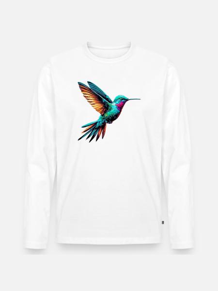 Hummingbird - Men's Premium Organic Long Sleeve Shirt - white