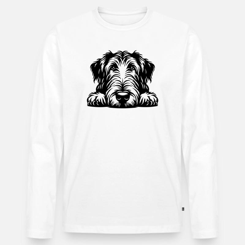 Irish Wolfhound Kopf mit Pfoten - Männer Premium Bio Langarmshirt - Weiß